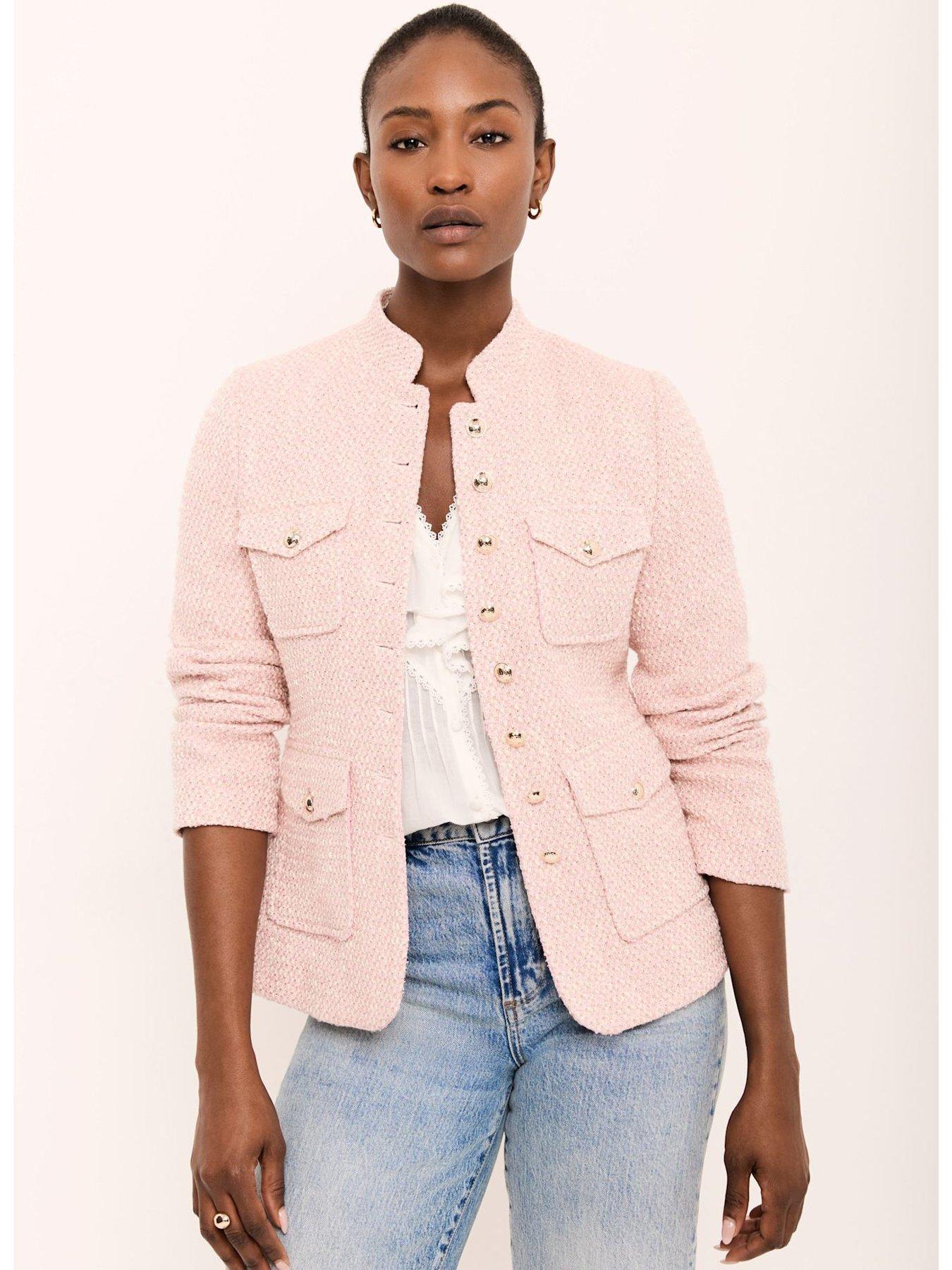  image of mint-velvet-boucle-jacket-pink