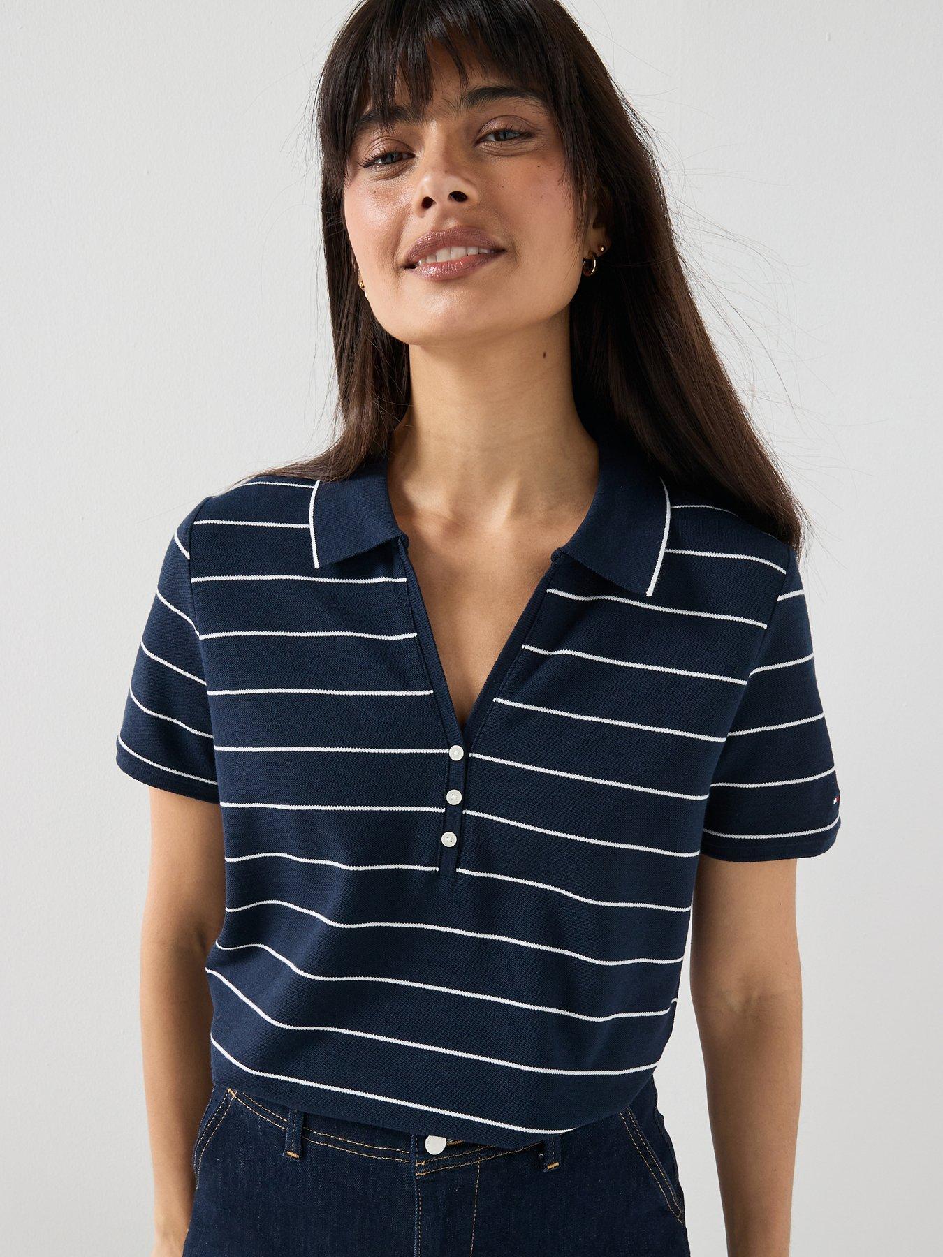 Tommy Hilfiger Lyocell Henley Short Sleeve Polo Top - Blue
