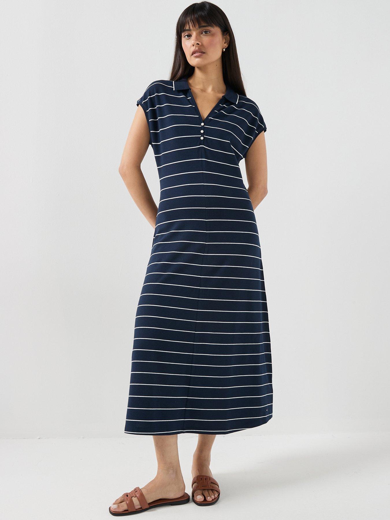Tommy Hilfiger Lyocell Henley Midi Polo Dress - Blue