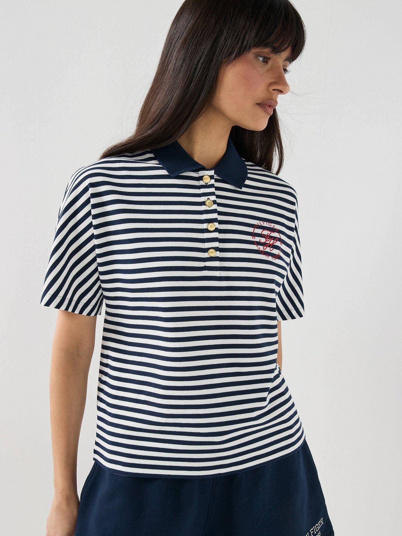 Tommy Hilfiger Breton Collar Short Sleeve Polo - Blue