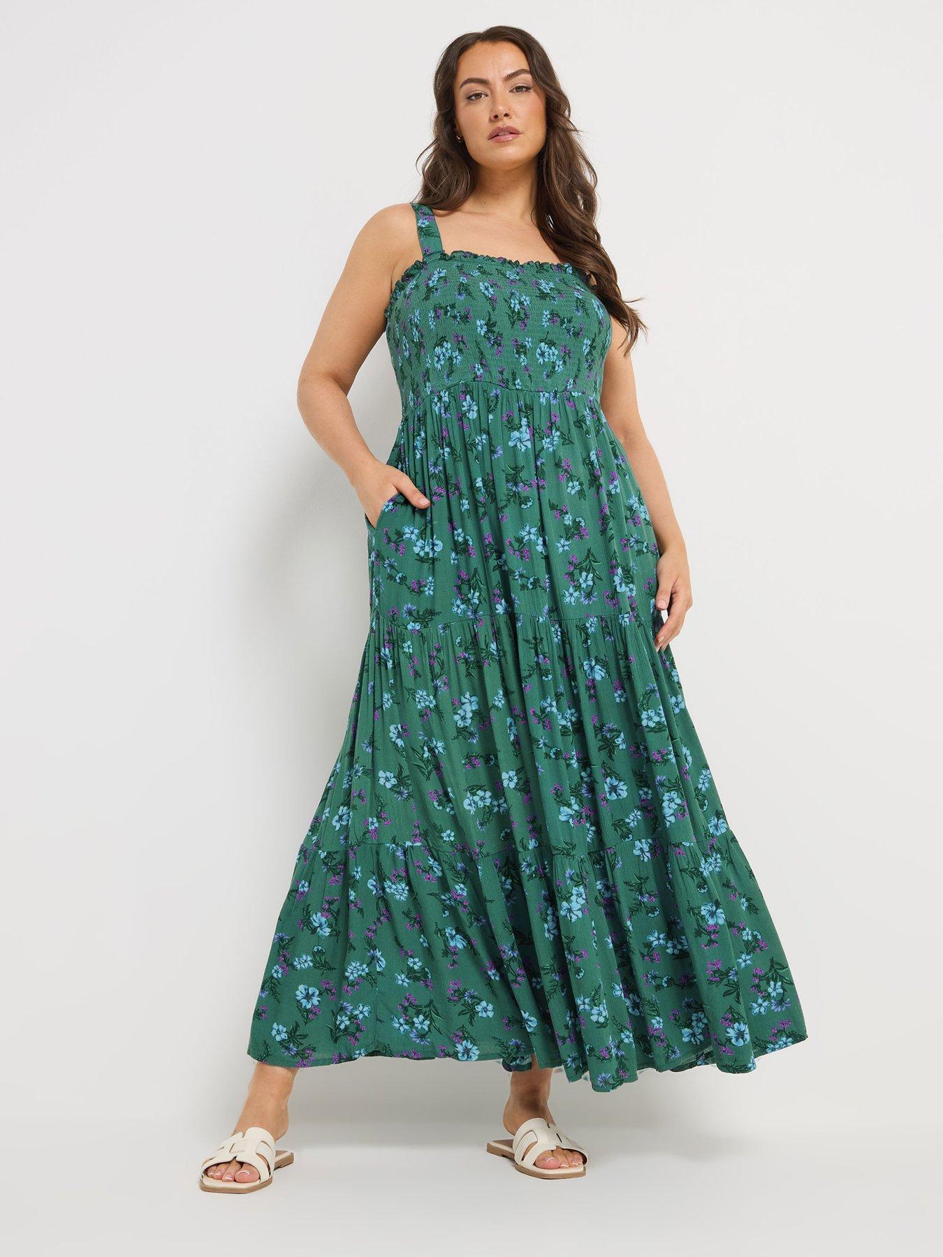 Yours Curve Shirred Strappy Maxi Dress