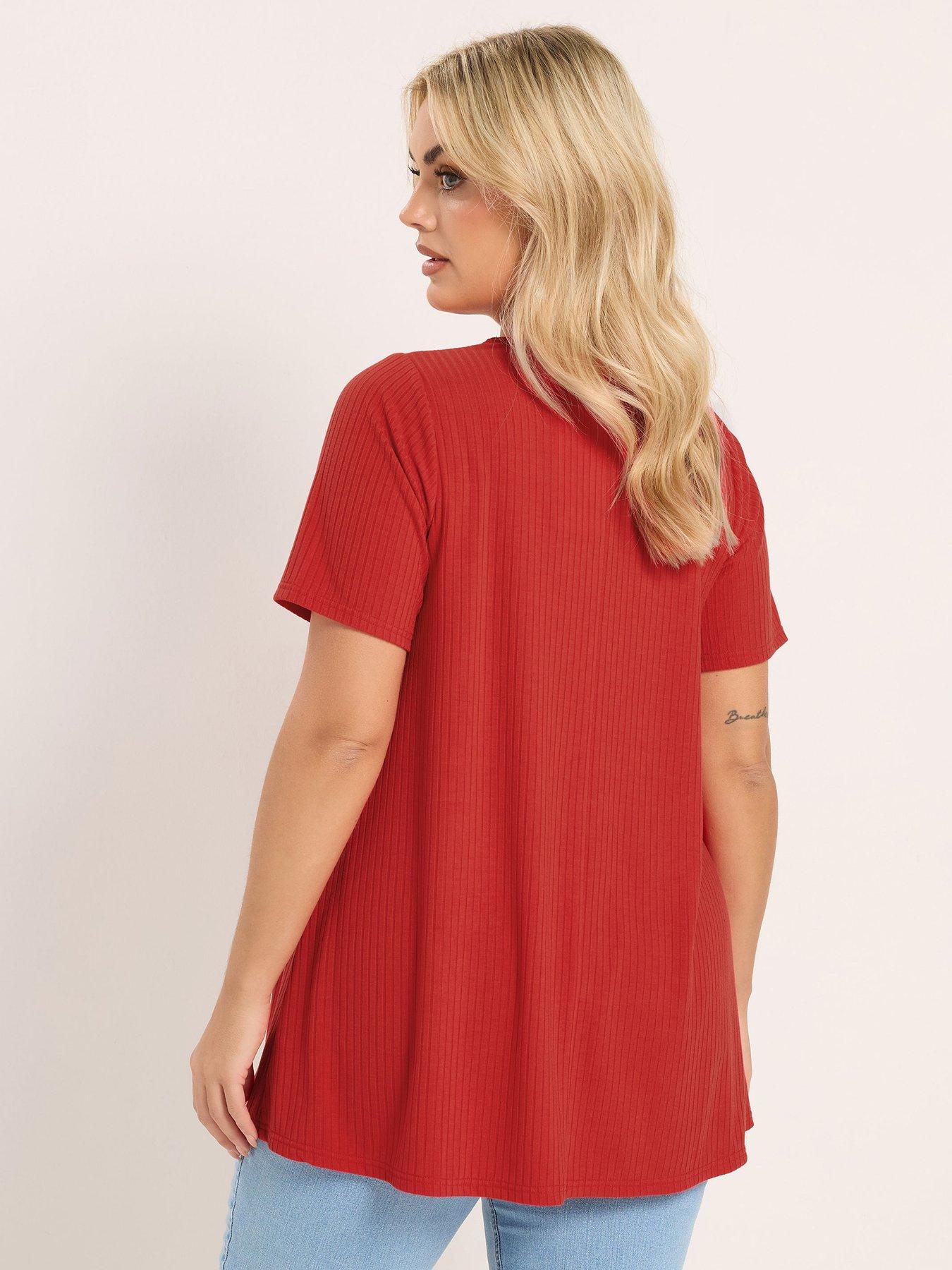  image of yours-curve-button-front-swing-t-shirt-red