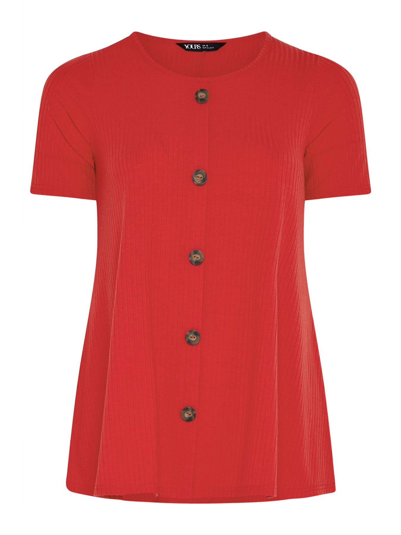  image of yours-curve-button-front-swing-t-shirt-red