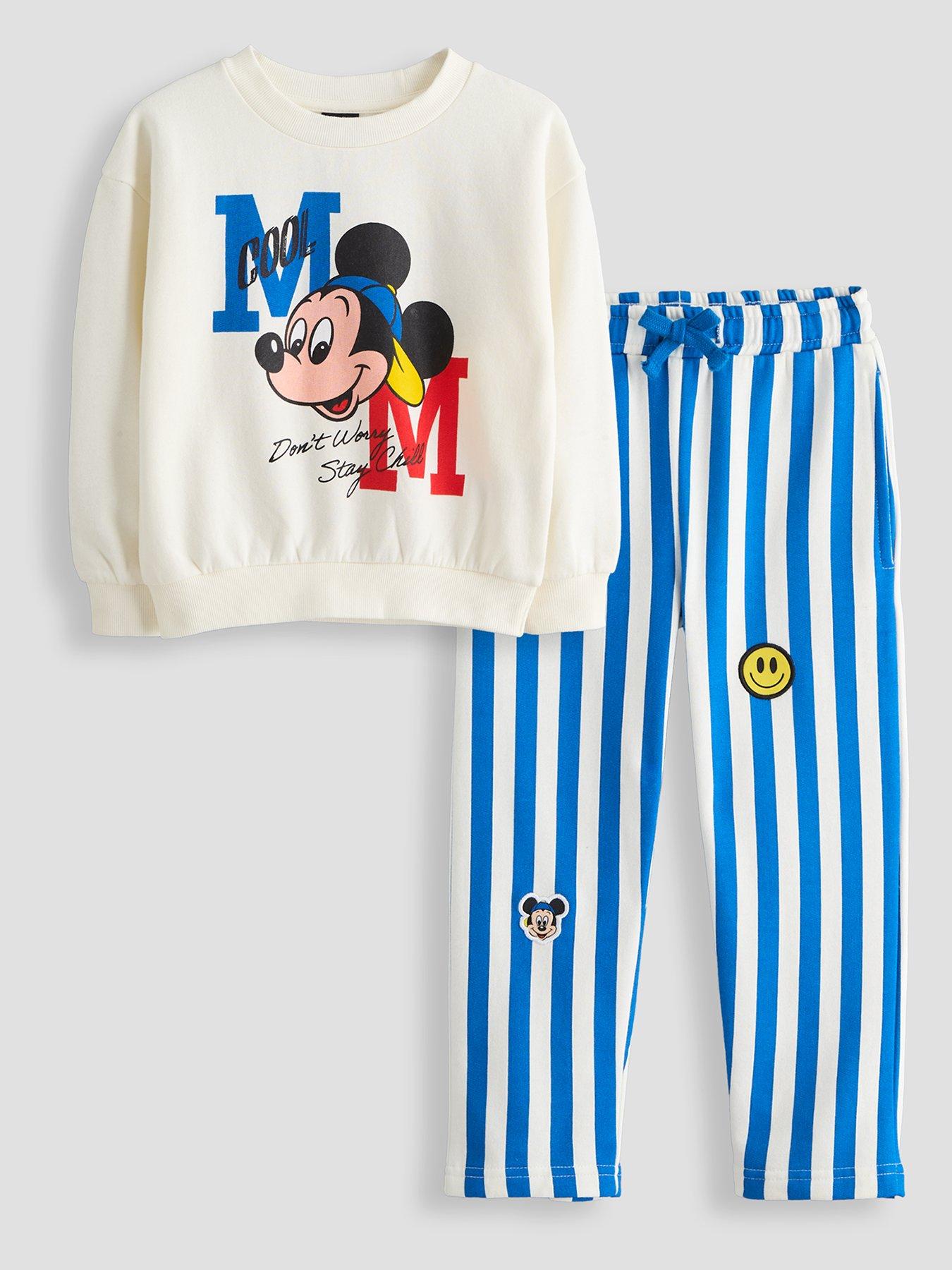 The Very Collection Mickey Cool Stripe Bottom Sweat Set - Blue