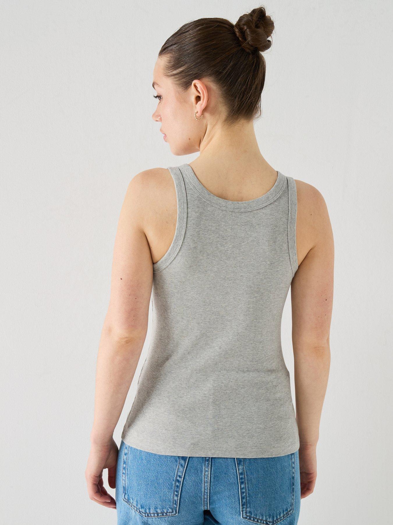 Image 2 of 6 of Calvin Klein Jeans Jeans Embroidered Ck Logo Rib Tank Top - Grey