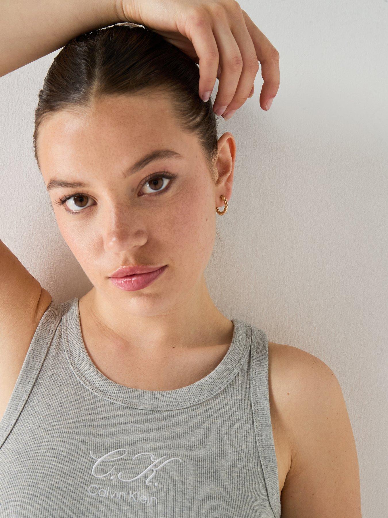 Image 5 of 6 of Calvin Klein Jeans Jeans Embroidered Ck Logo Rib Tank Top - Grey