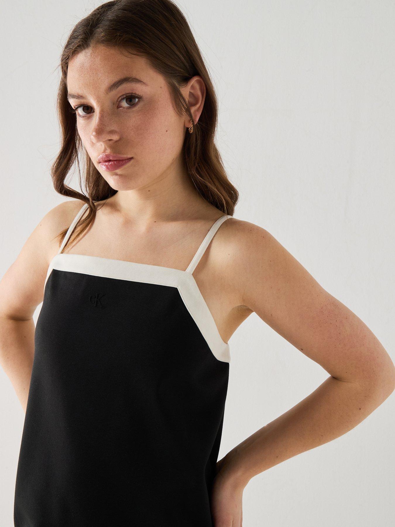 Image 4 of 6 of Calvin Klein Jeans Jeans Milano Jersey Cami Dress - Black