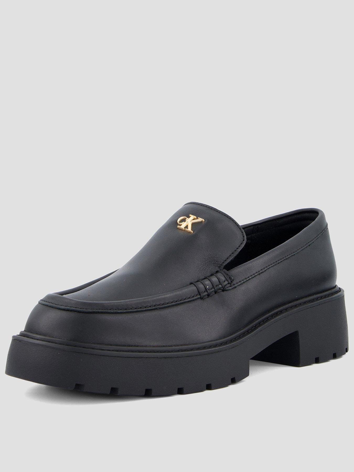 Image 1 of 7 of Calvin Klein Chunky Leather Loafers - Black