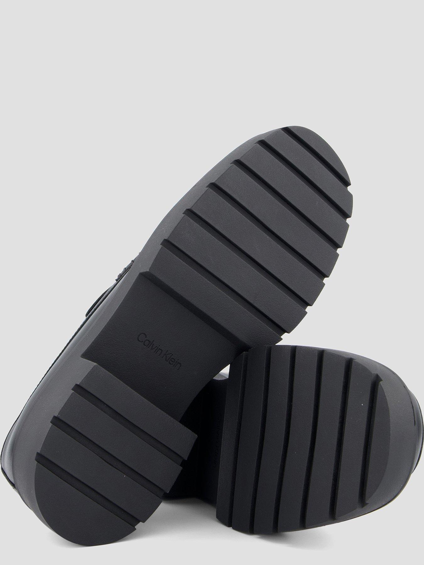 Image 4 of 7 of Calvin Klein Chunky Leather Loafers - Black