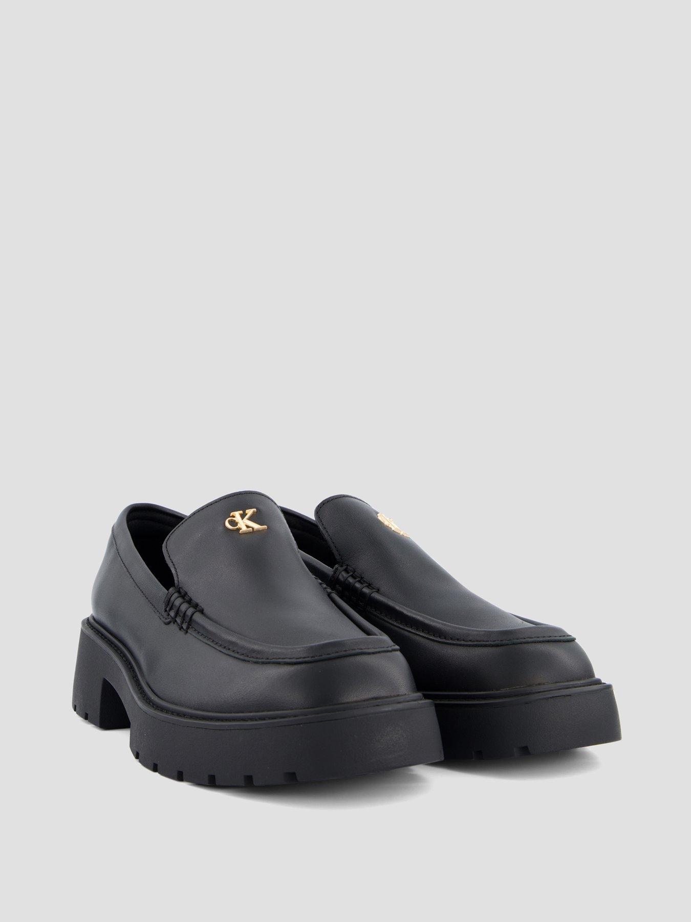 Image 6 of 7 of Calvin Klein Chunky Leather Loafers - Black