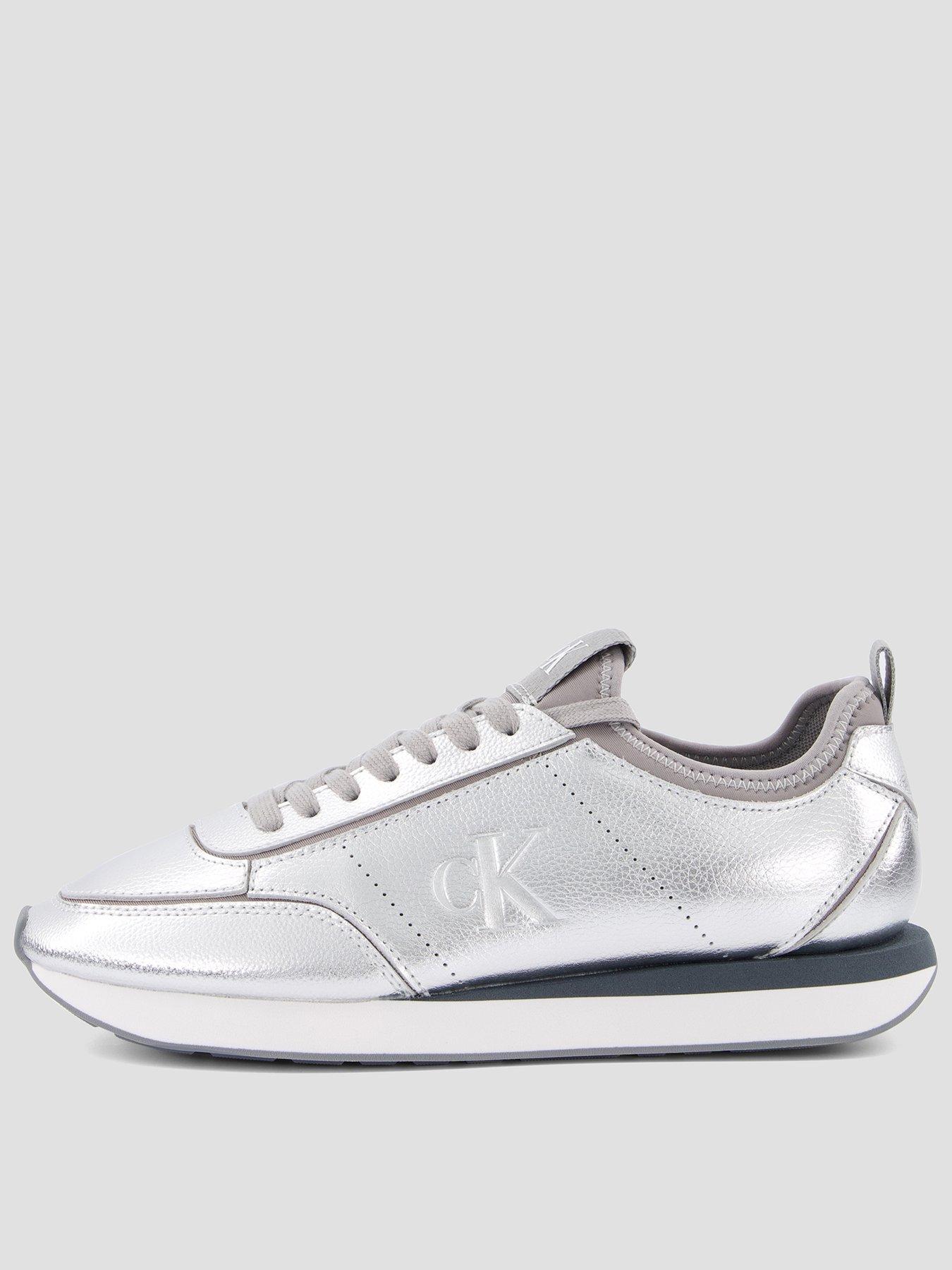 Calvin Klein Retro Runner Metallic Trainers - Silver