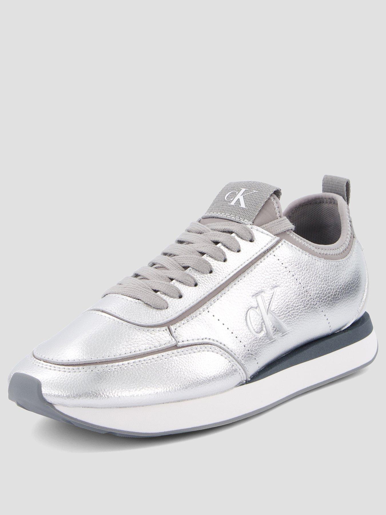 Image 2 of 7 of Calvin Klein Retro Runner Metallic Trainers - Silver