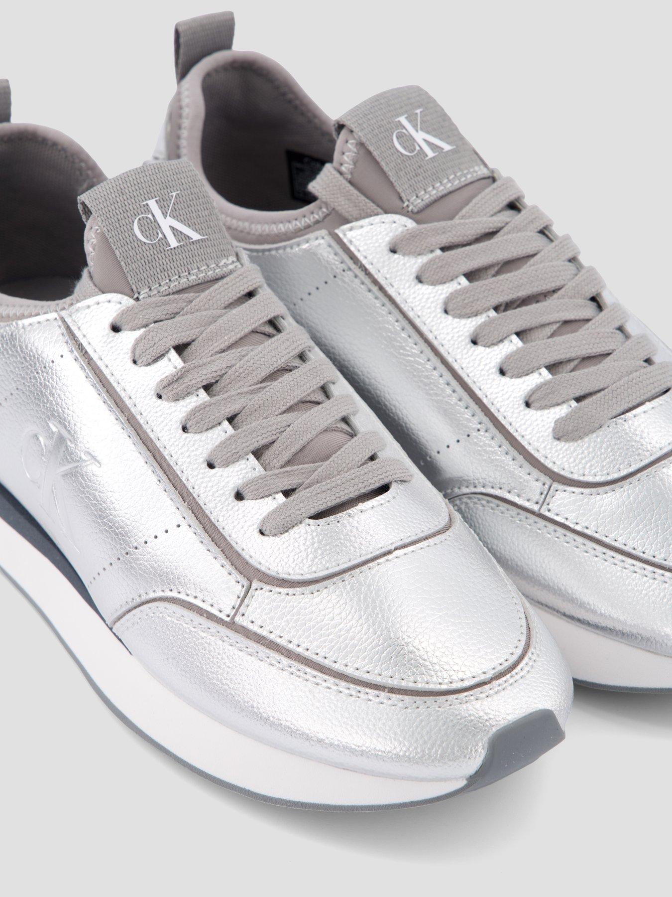 Image 5 of 7 of Calvin Klein Retro Runner Metallic Trainers - Silver