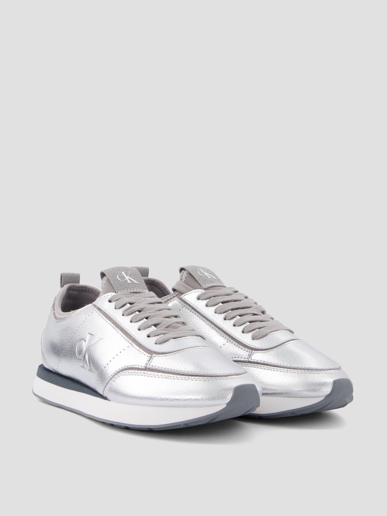 Image 6 of 7 of Calvin Klein Retro Runner Metallic Trainers - Silver