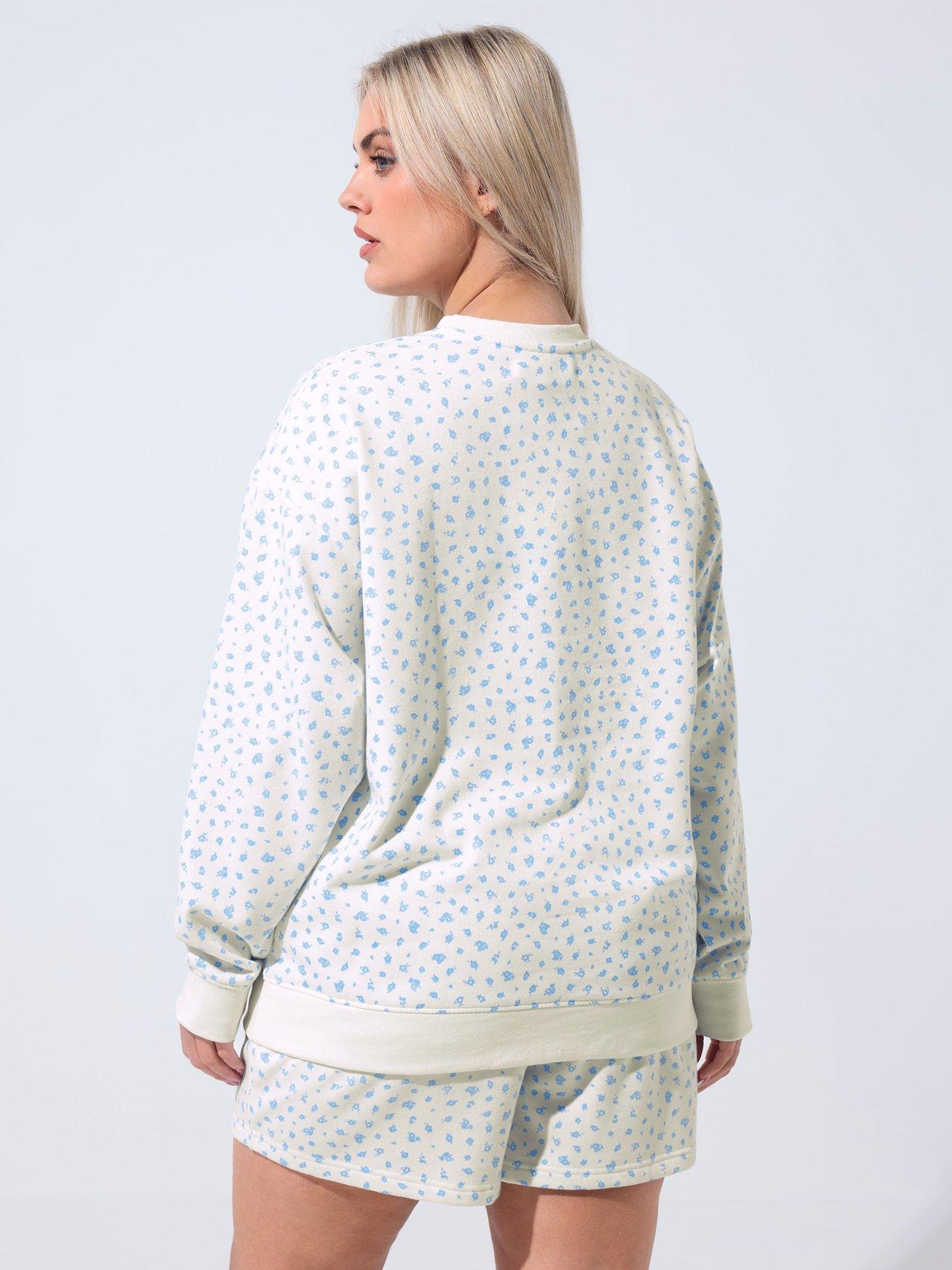  image of yours-curve-ditsy-printed-sweatshirt-white