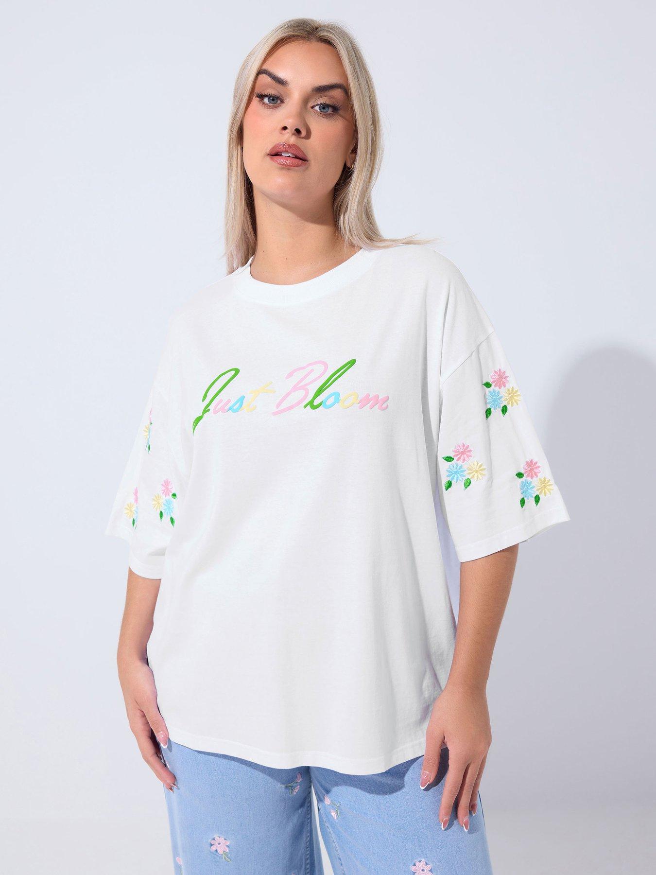 Yours Curve Just Bloom Flower T-Shirt - White