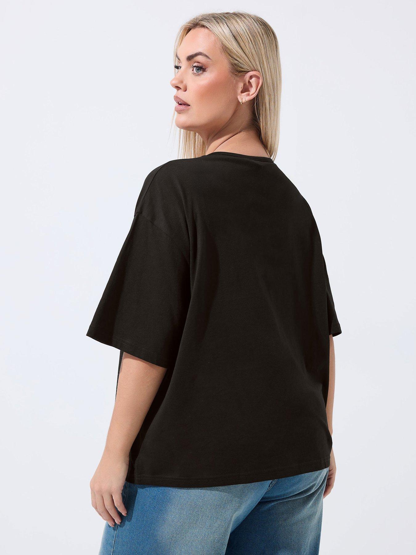 stillFront image of yours-curve-shell-button-nbspshort-sleeve-top-black