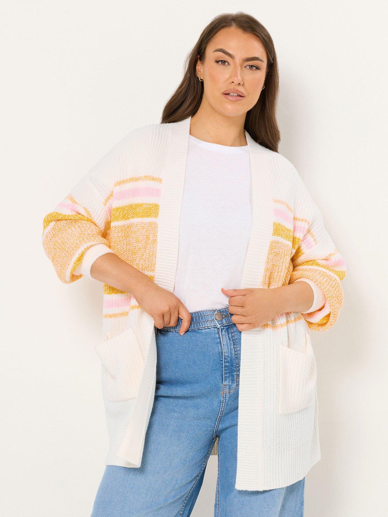 Yours Curve Edge To Edge Colourblock Cardigan - Pink