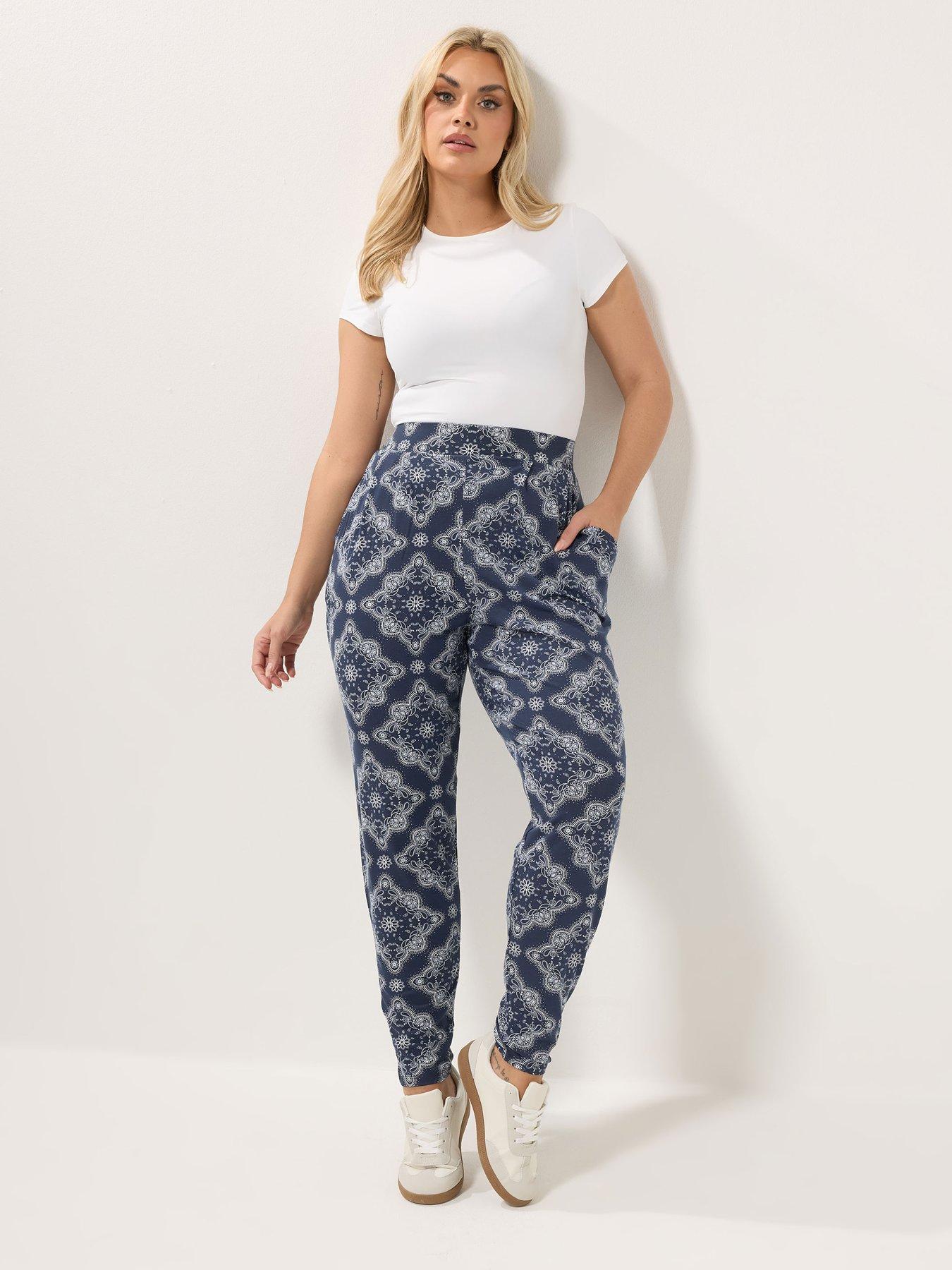 Image 3 of 4 of Yours Curve Double Pleat Harem Trouser - Blue