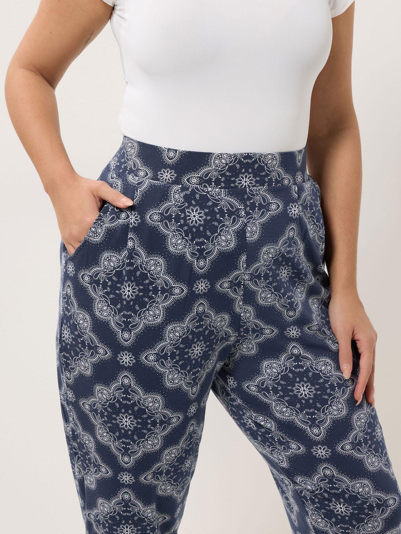 Image 4 of 4 of Yours Curve Double Pleat Harem Trouser - Blue