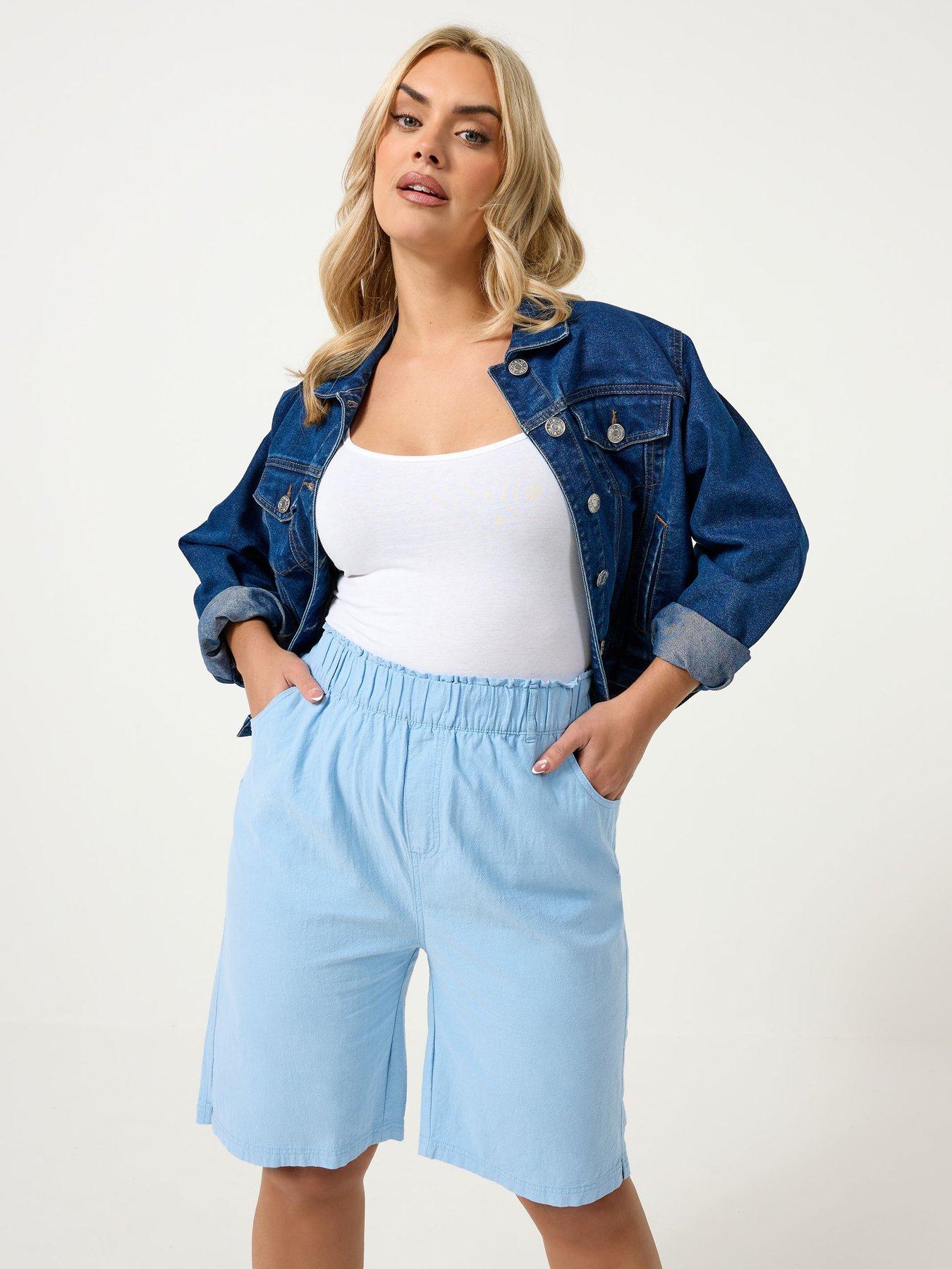 yours-curve-cool-cotton-shorts-blue