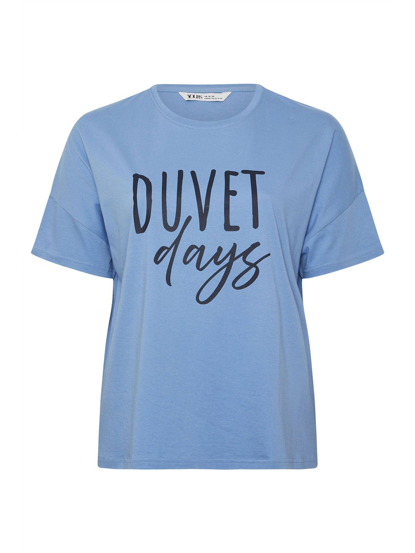 Image 5 of 5 of Yours Curve Duvet Days Crop Sleeptee Top - Blue