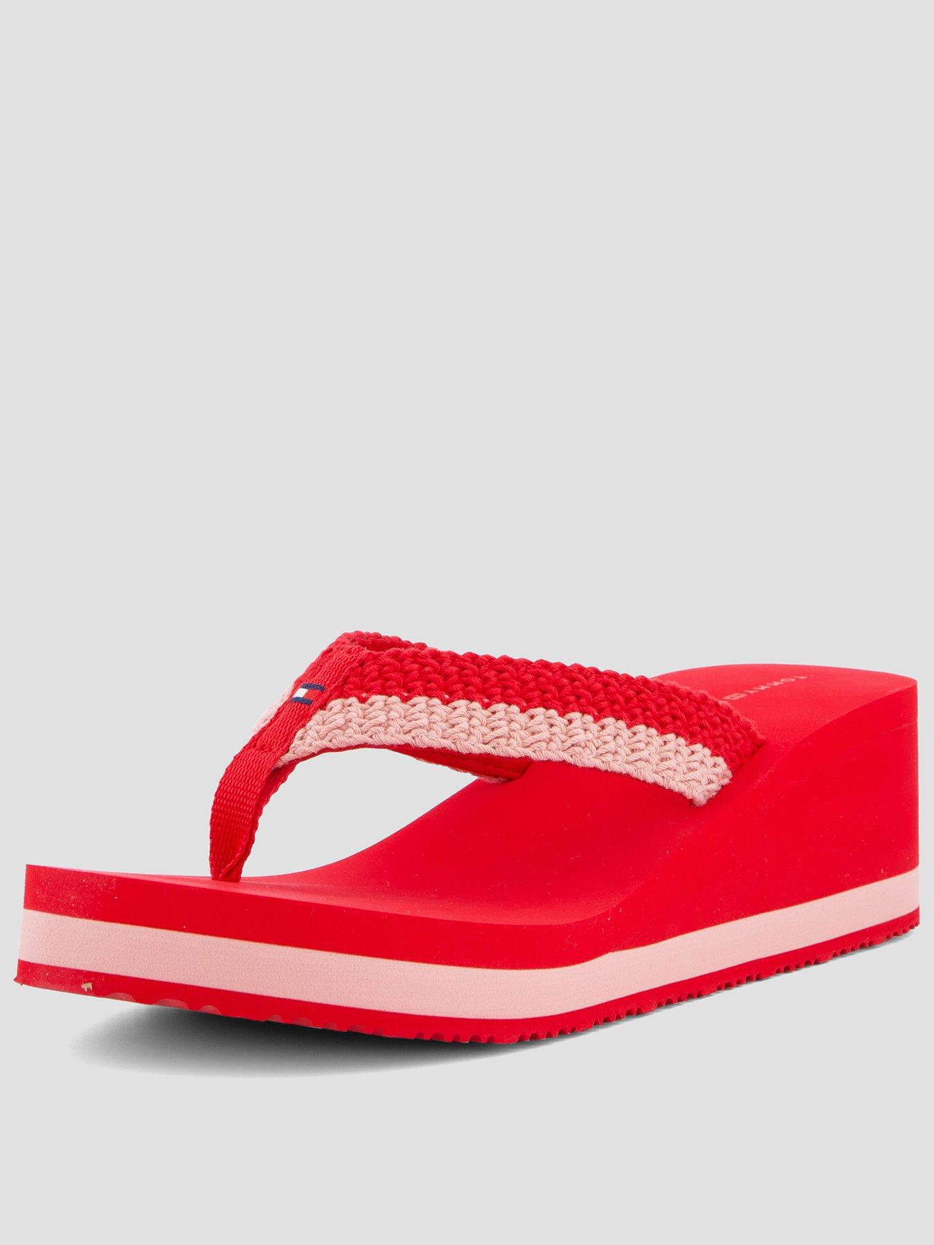 Tommy Hilfiger Th Wedge Crochet Summer Sandal - Red