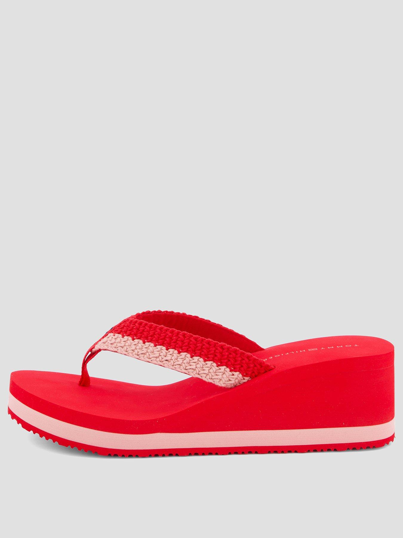 Image 2 of 7 of Tommy Hilfiger Th Wedge Crochet Summer Sandal - Red