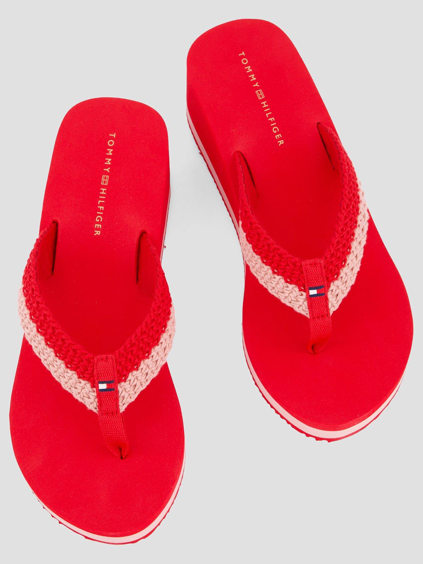 Image 3 of 7 of Tommy Hilfiger Th Wedge Crochet Summer Sandal - Red
