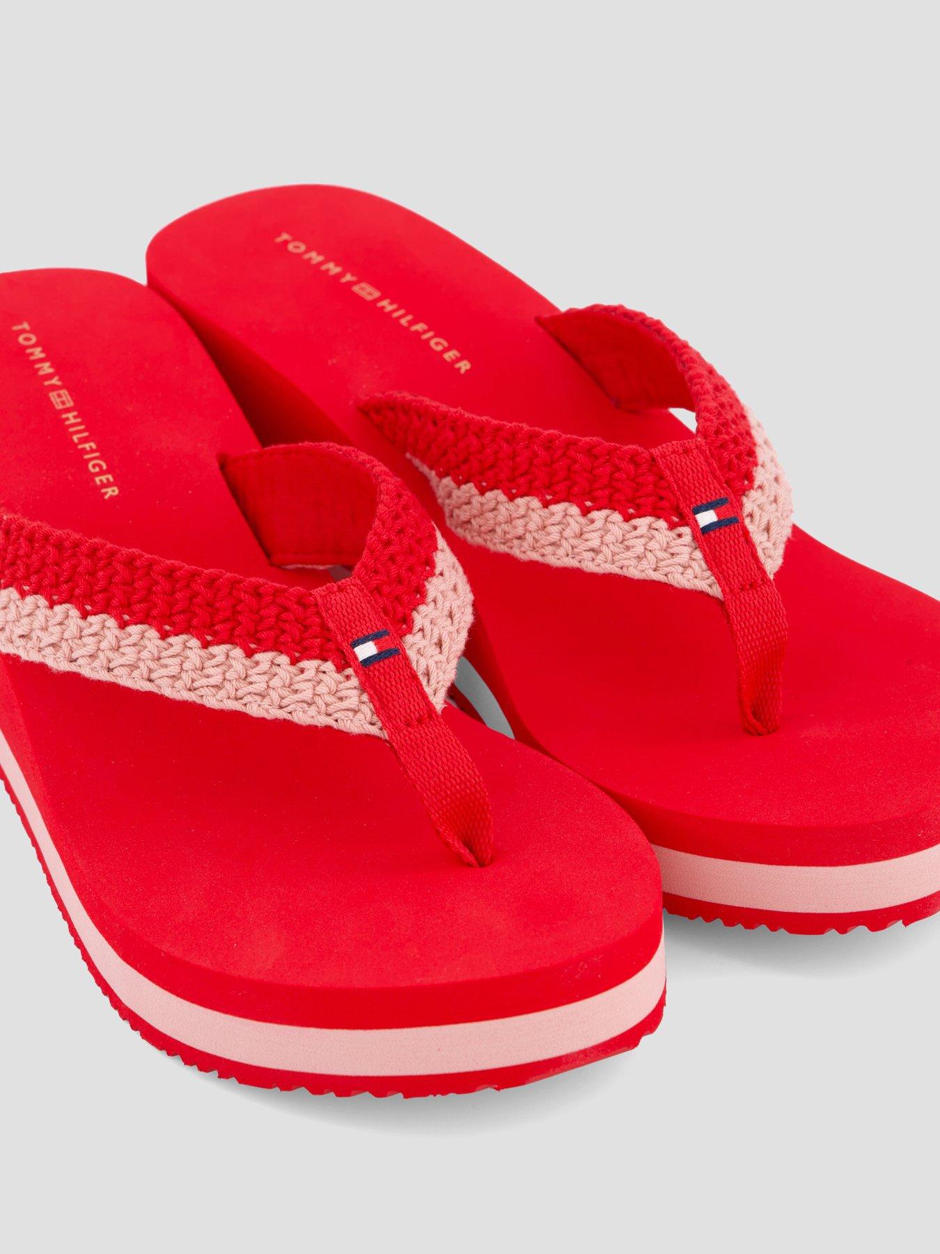 Image 5 of 7 of Tommy Hilfiger Th Wedge Crochet Summer Sandal - Red