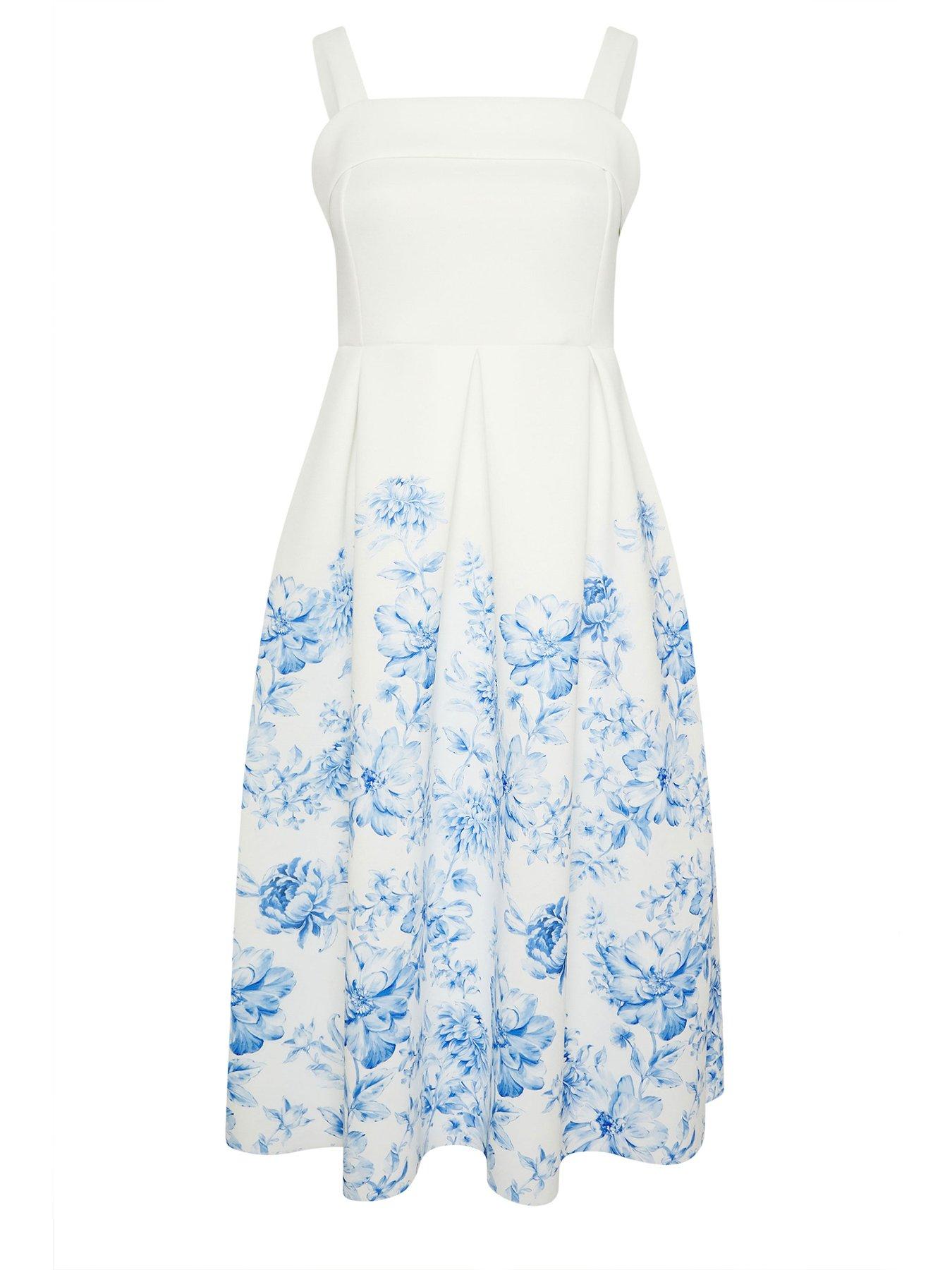 Image 5 of 5 of Yours Curve Floral Fold Over Skater Dress - White