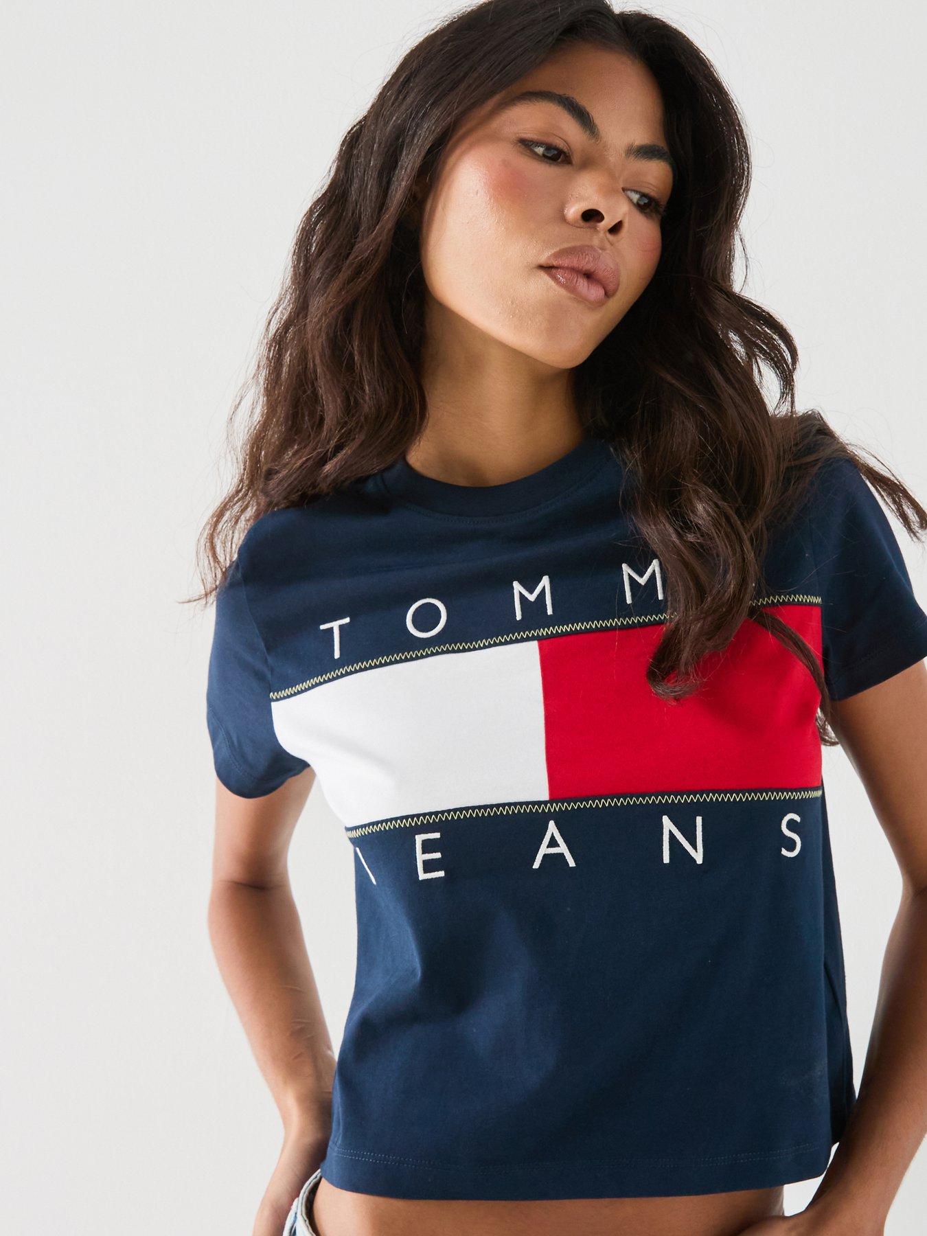 Tommy Jeans Tjw Flag Short Sleeve T-Shirt - Blue