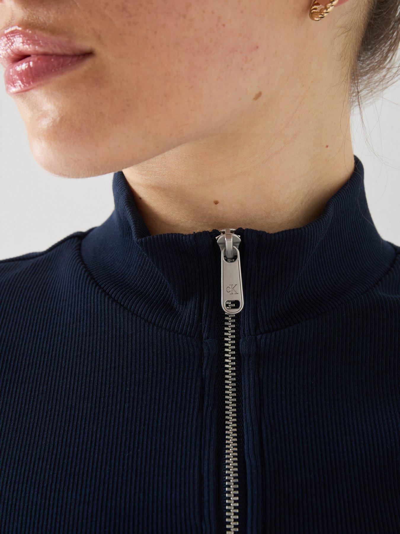 Image 5 of 5 of Calvin Klein Jeans Jeans Ribbed Monologo Quarter-zip T-shirt - Blue