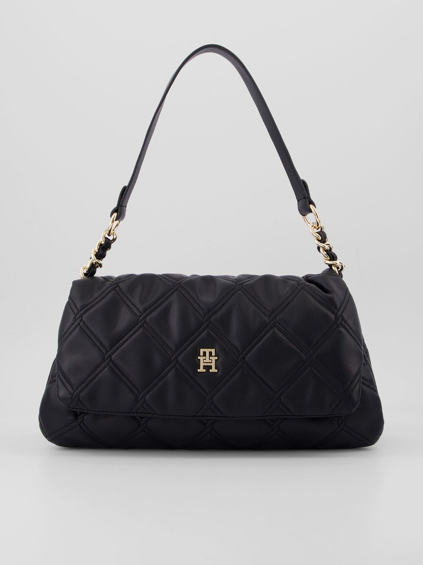 Tommy Hilfiger Quilted TH Monogram Shoulder Bag - Black