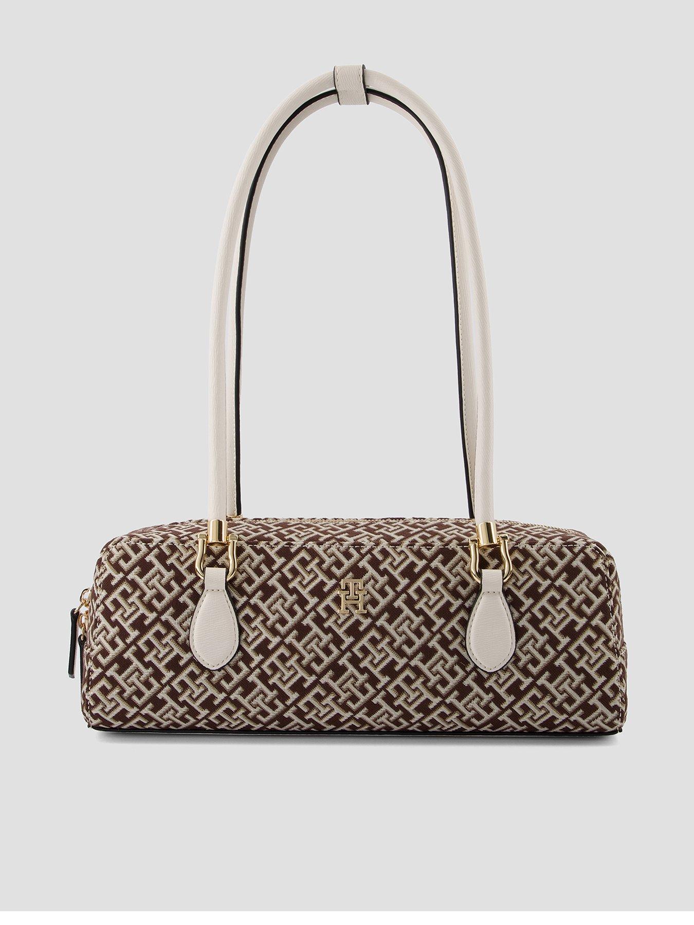Tommy Hilfiger Textile Jacquard Rectangular Shoulder Bag - Beige