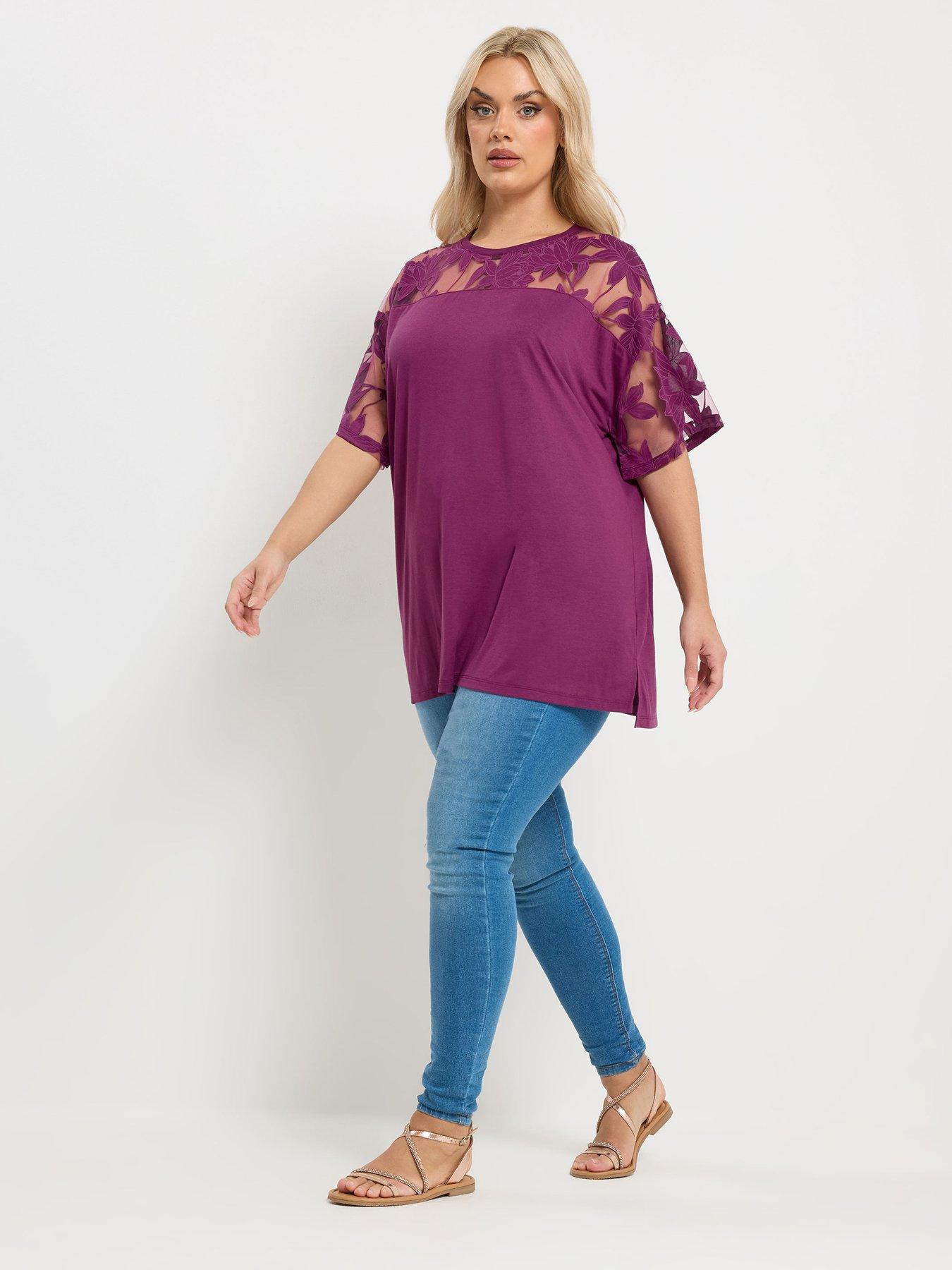 Yours Curve Boxy Burnout T-Shirt - Pink