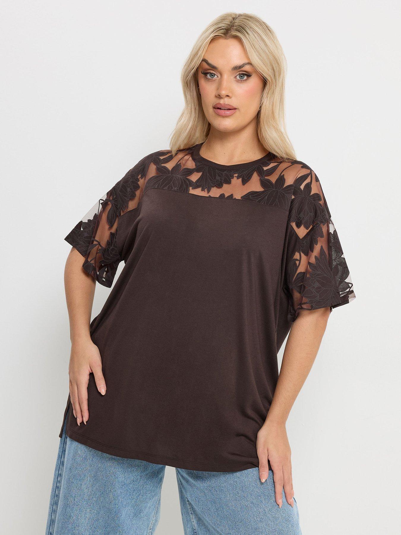 yours-curve-boxy-burnout-t-shirt-brown