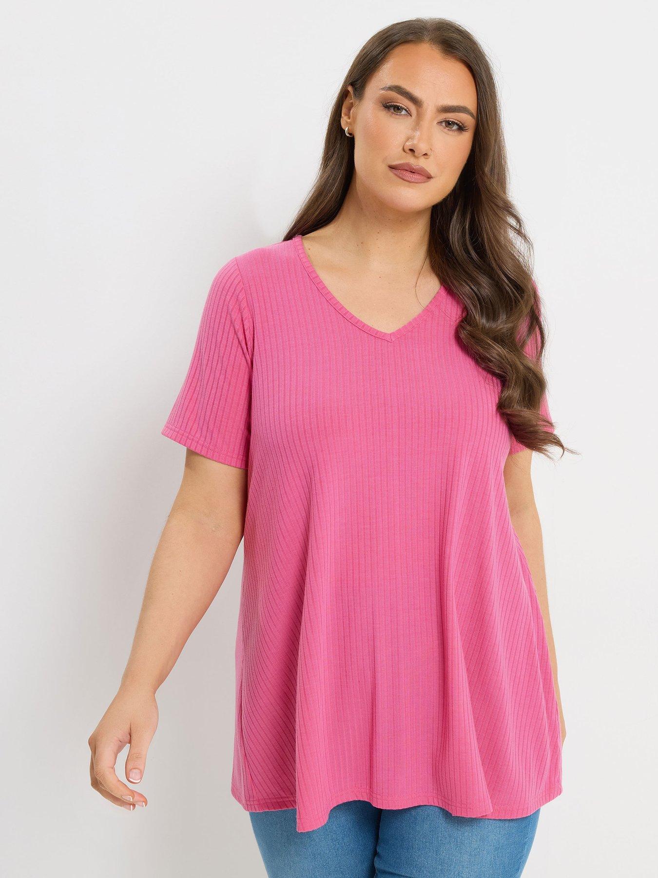 yours-curve-rib-swing-t-shirt-pink