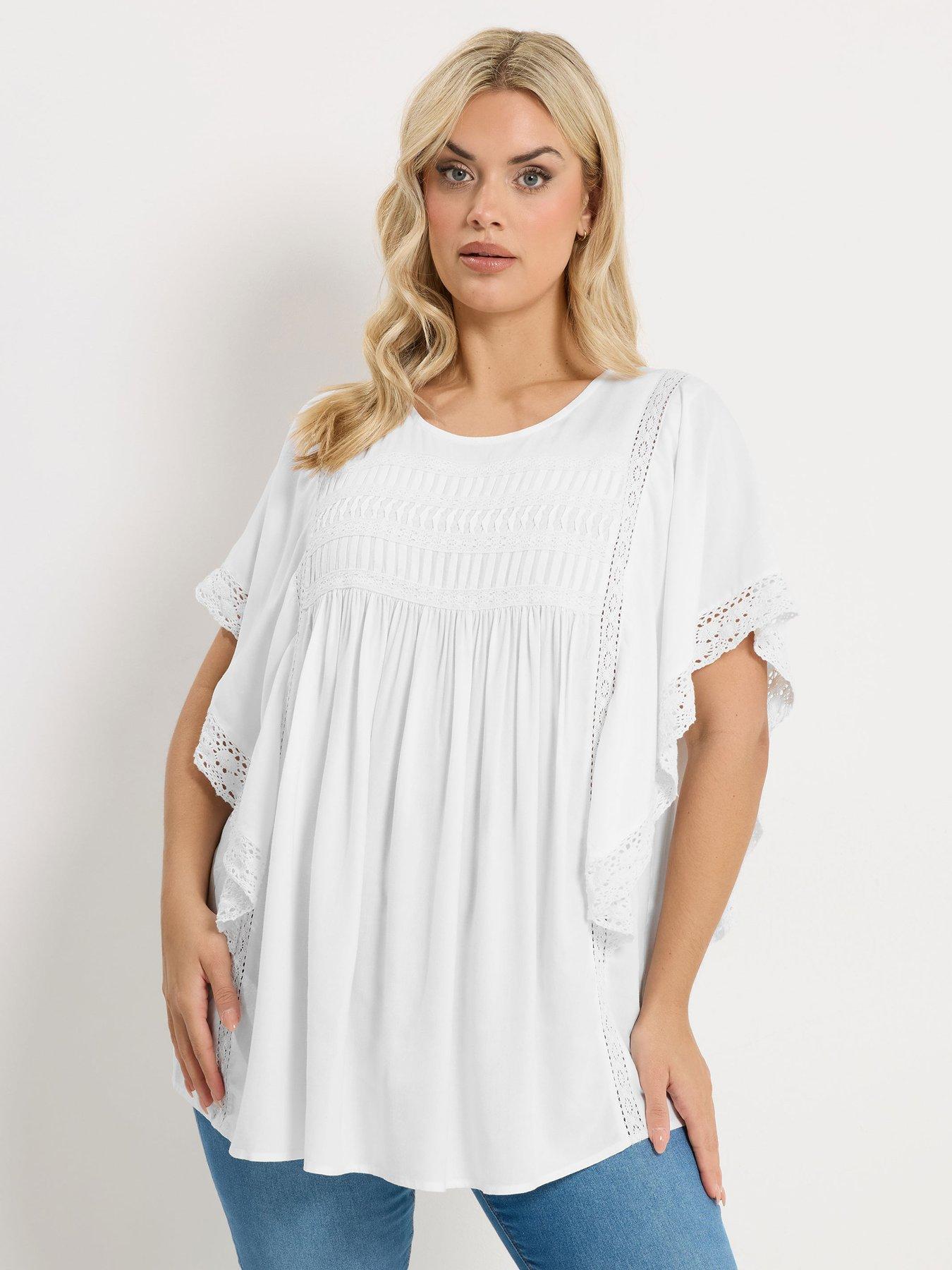 Image 1 of 5 of Yours Curve Statement Sleeve Blouse - White