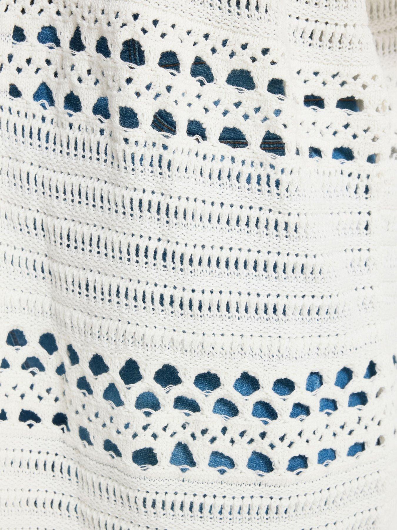 Image 4 of 5 of Yours Curve Kimono Crochet Cardigan - Cream