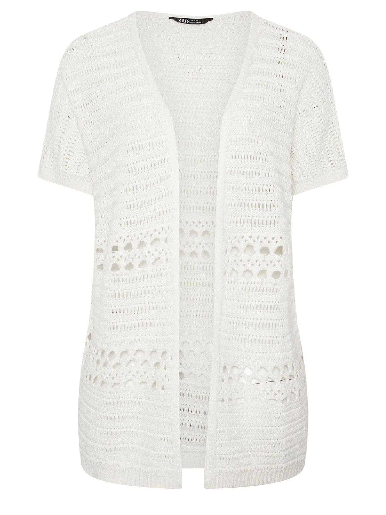 Image 5 of 5 of Yours Curve Kimono Crochet Cardigan - Cream