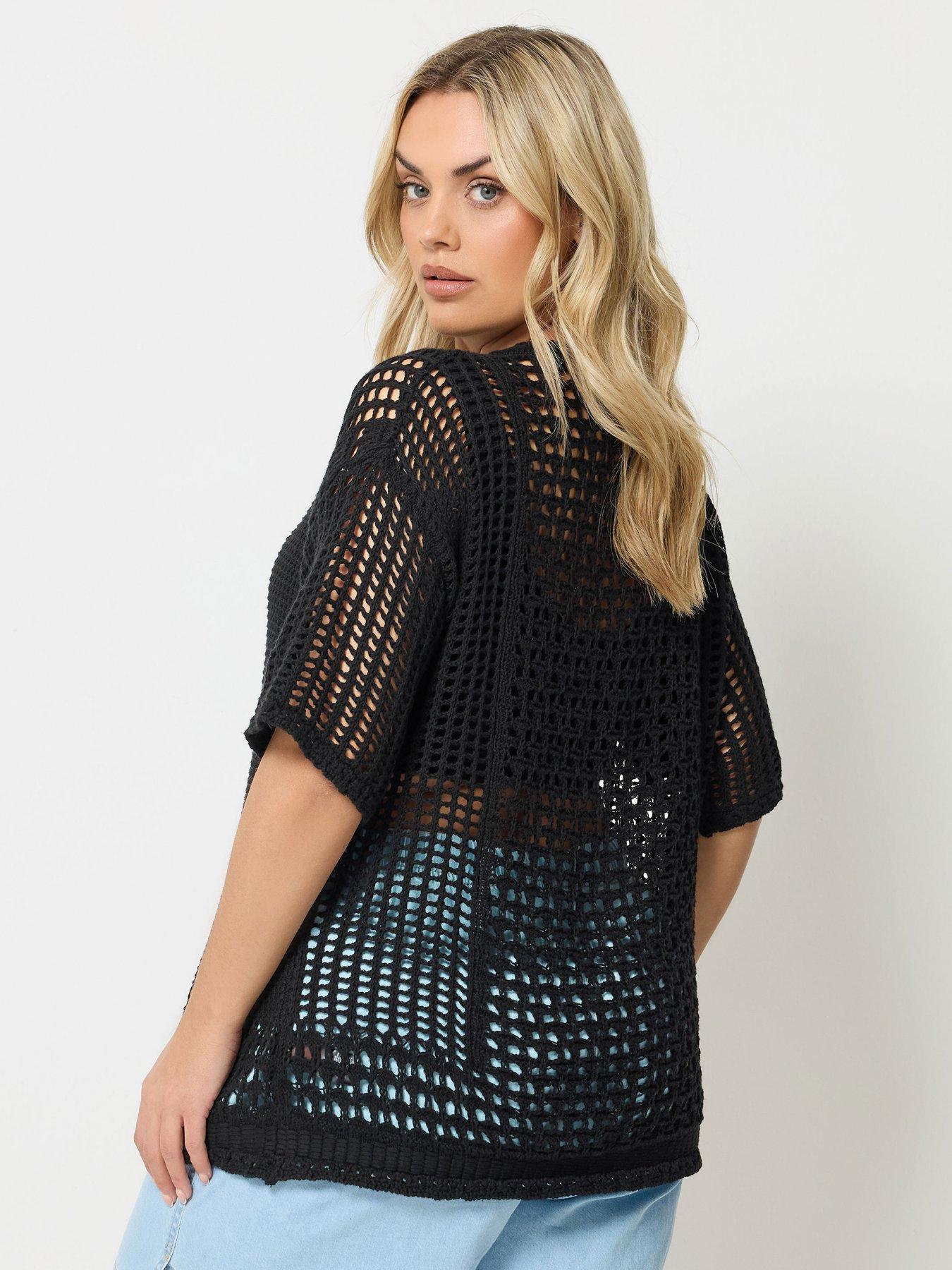 Image 2 of 5 of Yours Curve Short Sleeve Button Through Cardigan - Black