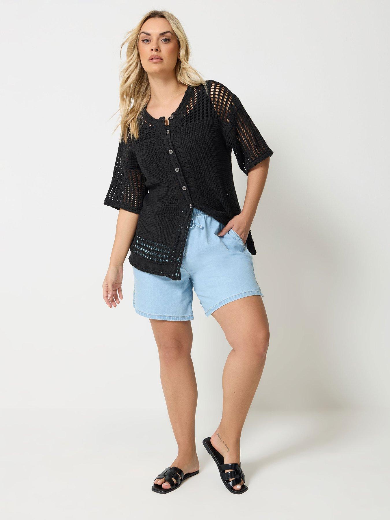 Image 3 of 5 of Yours Curve Short Sleeve Button Through Cardigan - Black