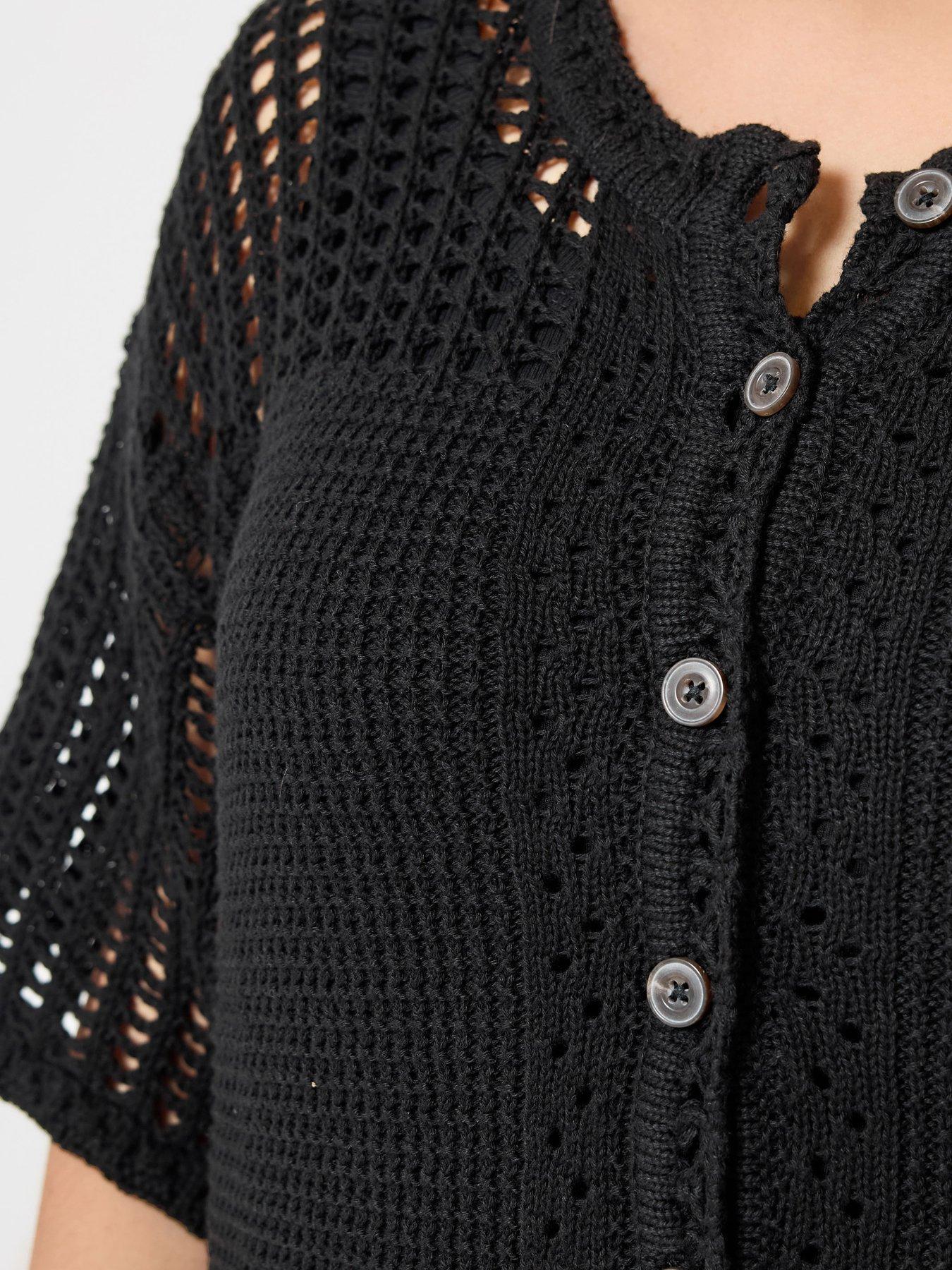 Image 4 of 5 of Yours Curve Short Sleeve Button Through Cardigan - Black