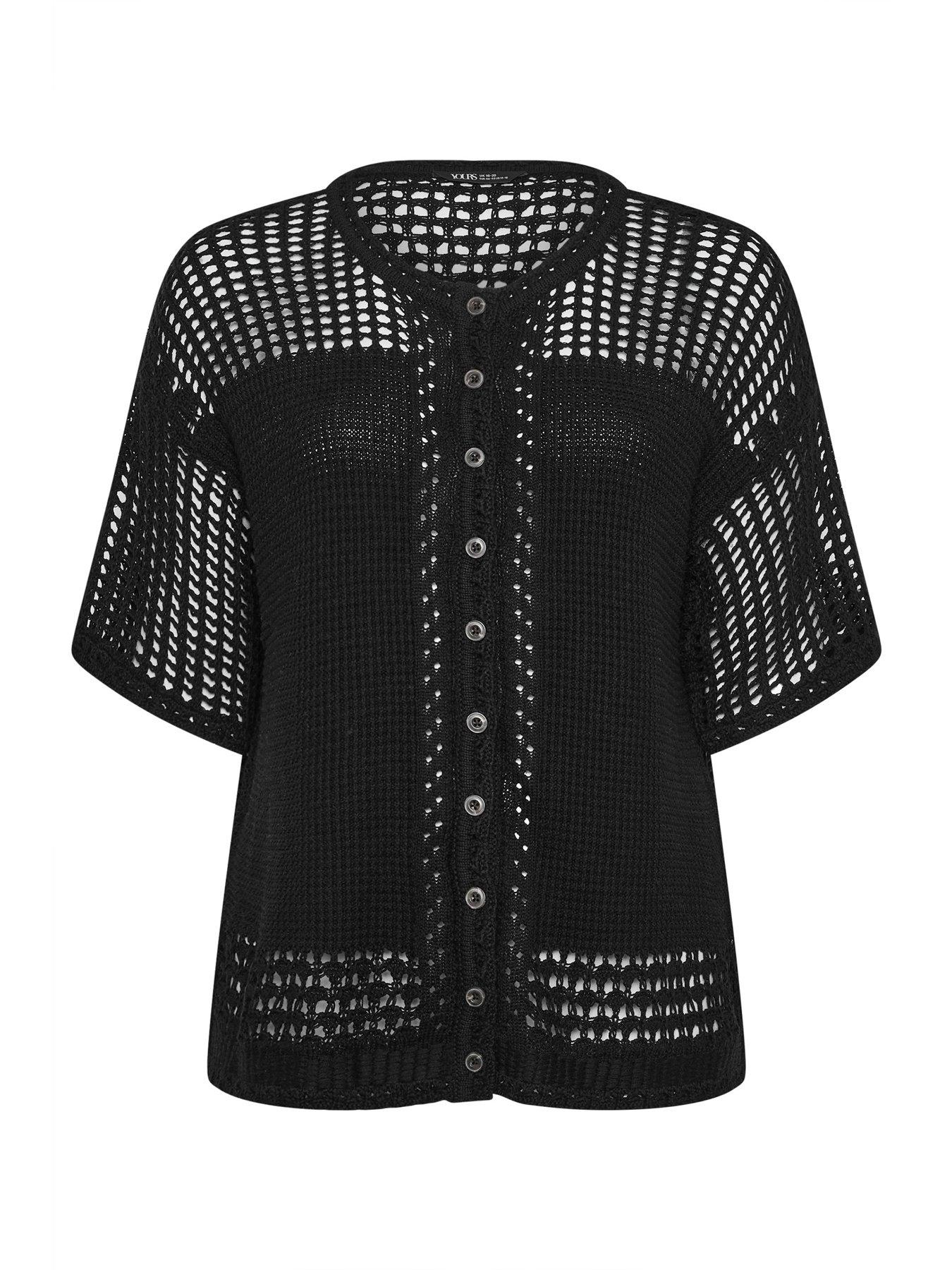 Image 5 of 5 of Yours Curve Short Sleeve Button Through Cardigan - Black