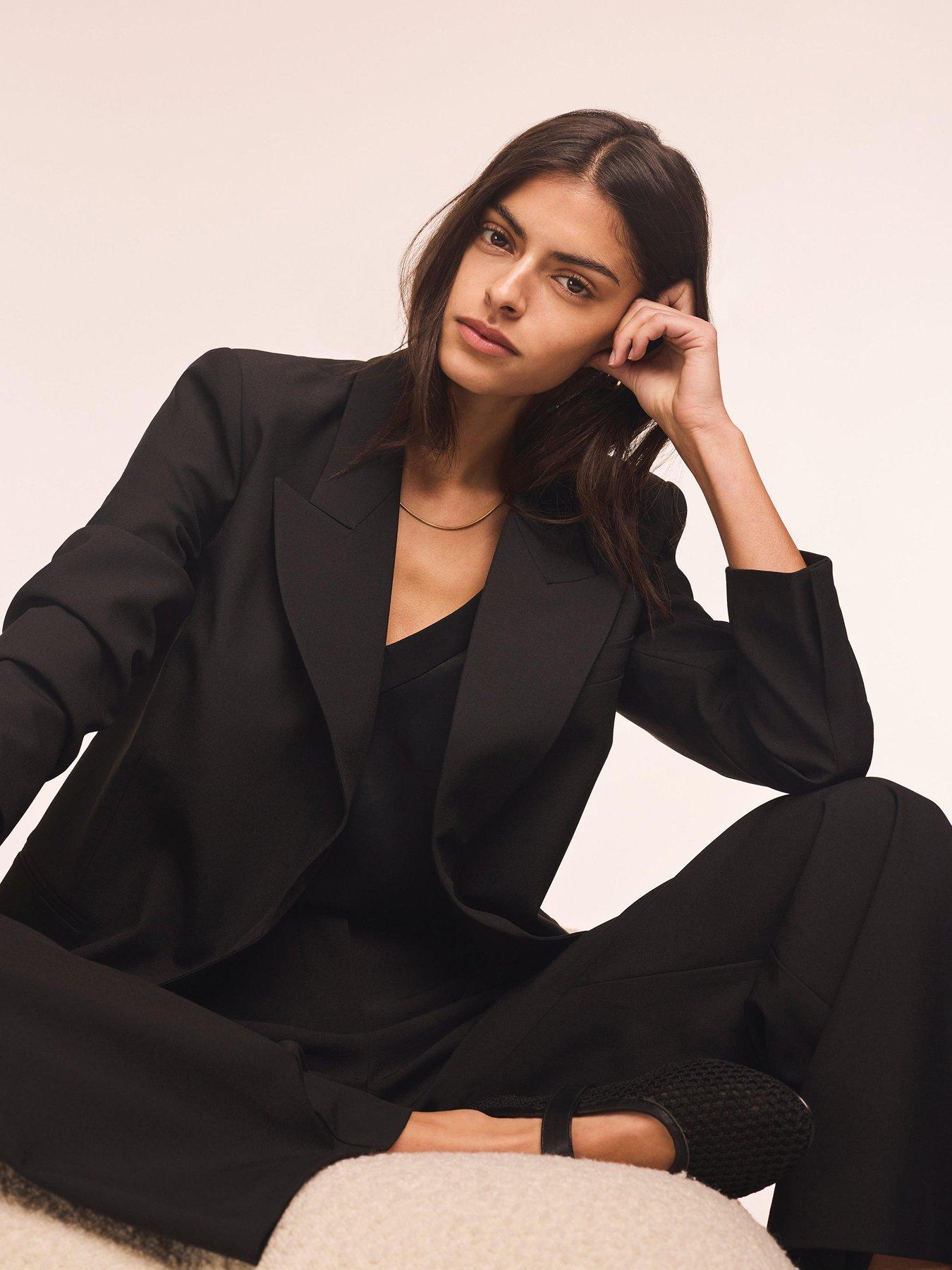 Image 2 of 6 of Mint Velvet Double Breasted Longline Blazer - Black