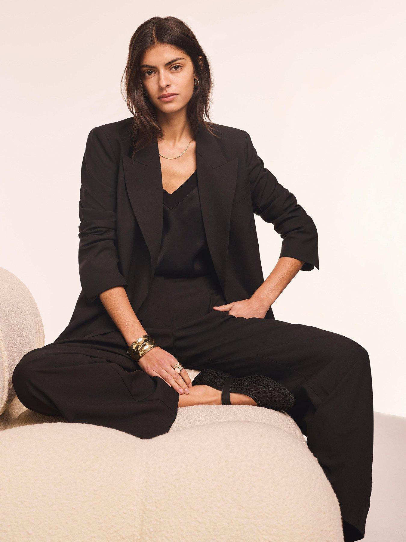 Image 3 of 6 of Mint Velvet Double Breasted Longline Blazer - Black