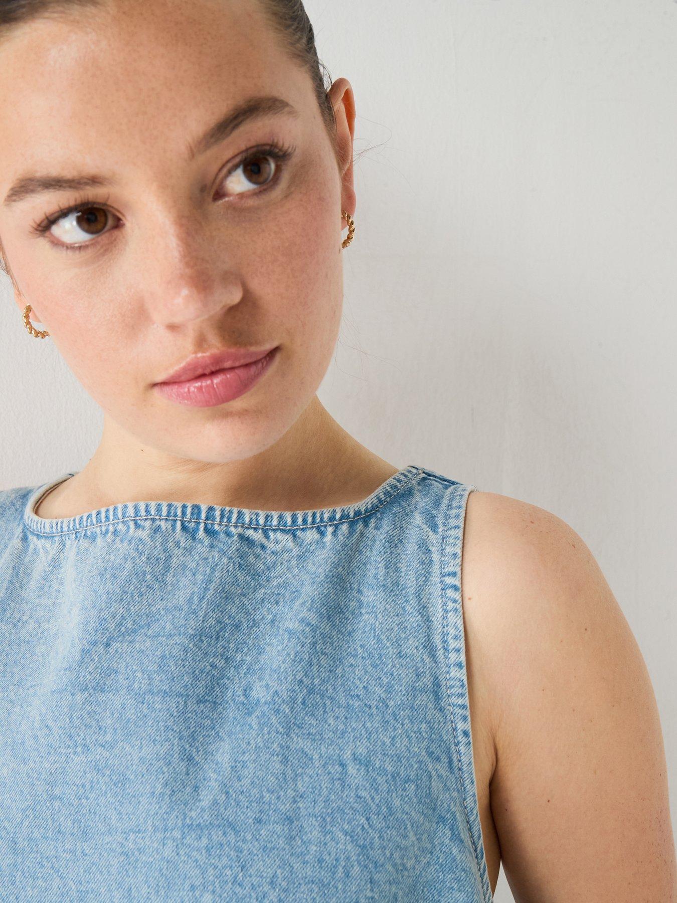 Image 4 of 5 of Calvin Klein Jeans Jeans Denim Mini Shift Dress - Blue