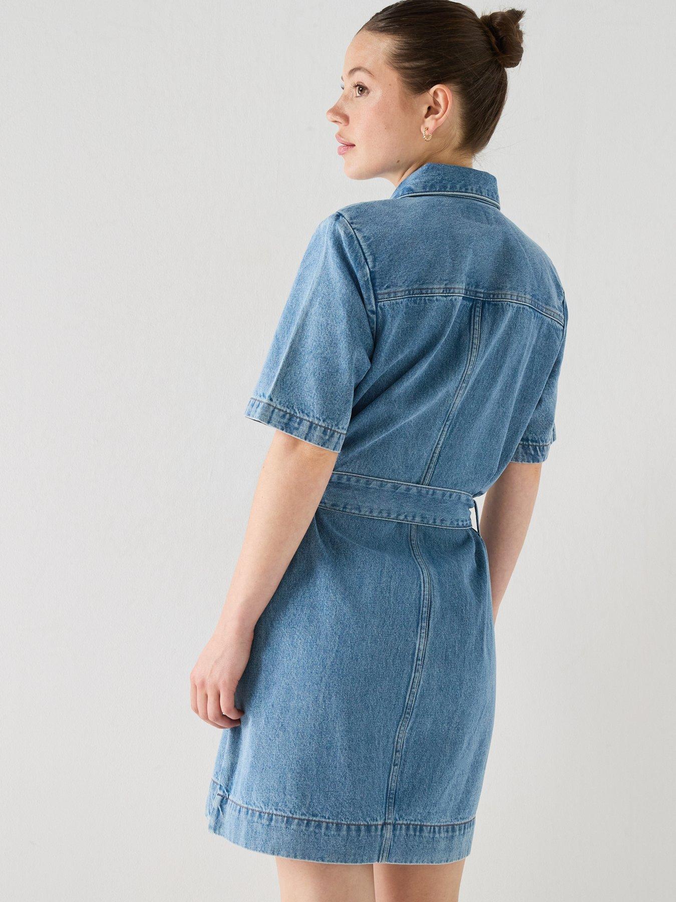 Image 2 of 5 of Calvin Klein Jeans Jeans Belted Denim Shirt Dress - Blue