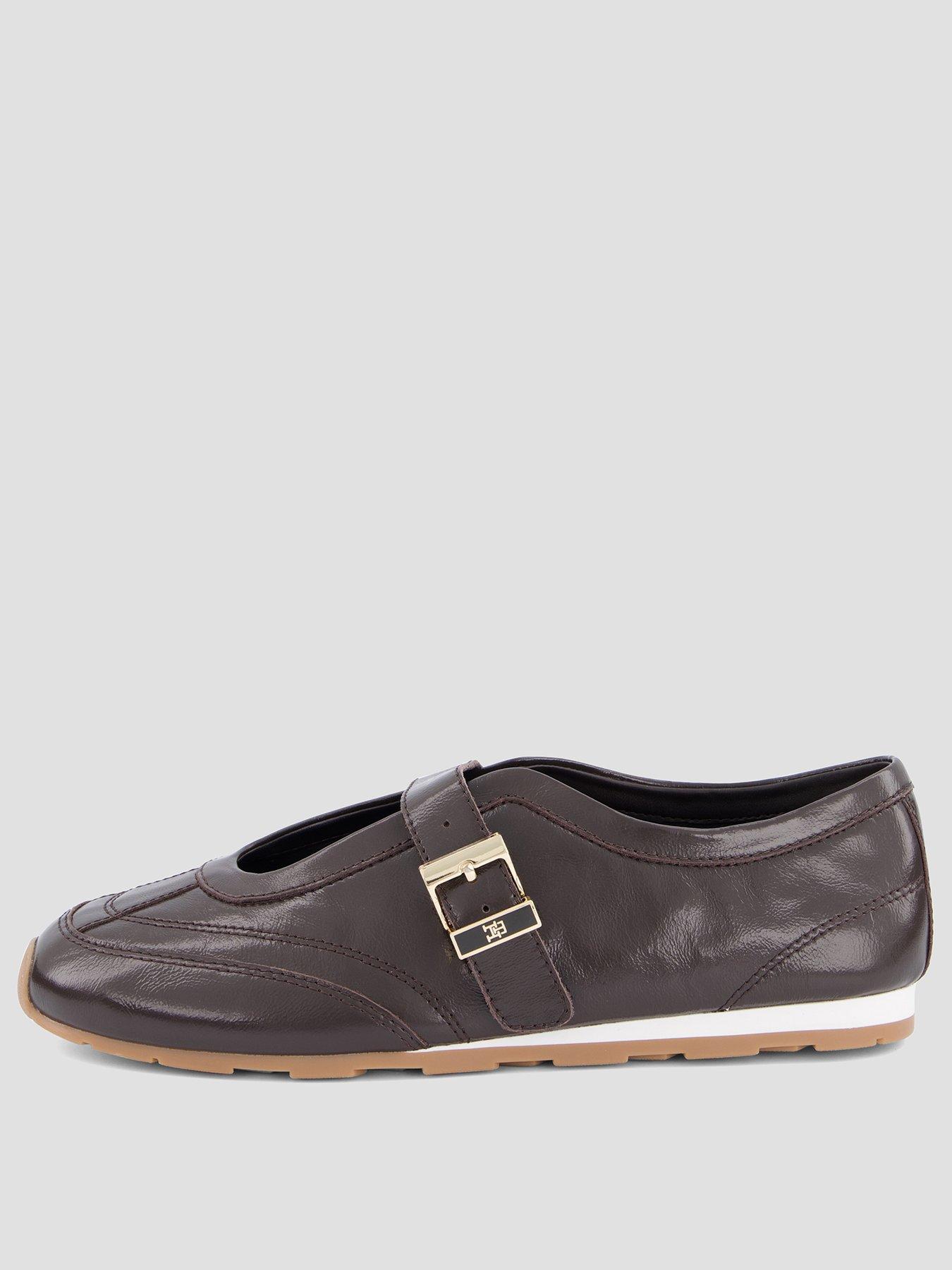 Image 2 of 7 of Tommy Hilfiger Bella Ballet Mary Jane Leather Trainers - Brown